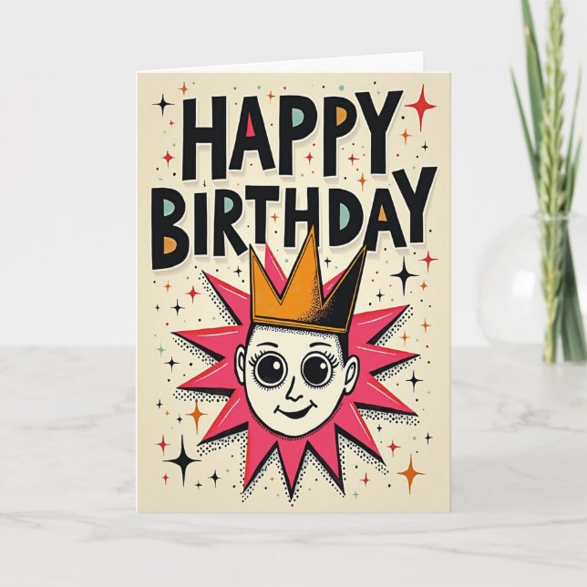 Retro Joyful Face Card (Front)