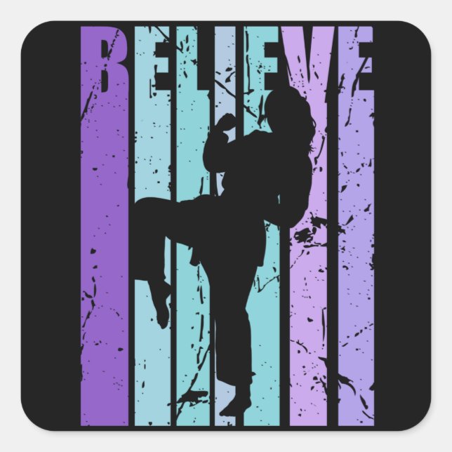 Retro Judo Karate Martial Arts Womens Kids Girls Square Sticker (Front)