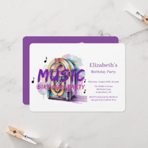 Retro Jukebox Music Birthday Party Invitation