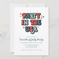 Retro July 4th Party in the USA Invitation