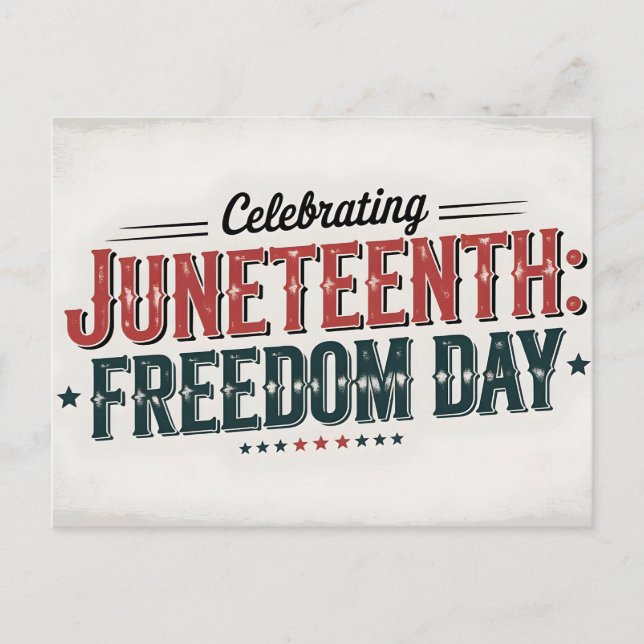 Retro Juneteenth Typography, Black Freedom day Holiday Postcard (Front)