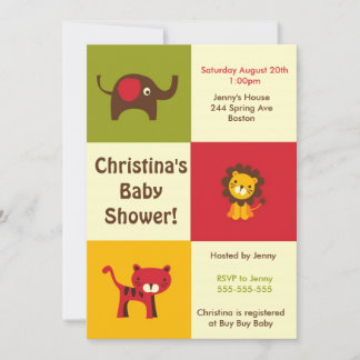 Retro Jungle Baby Shower Invitation