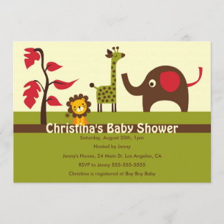 Retro Jungle Elephant Baby Shower Invitation