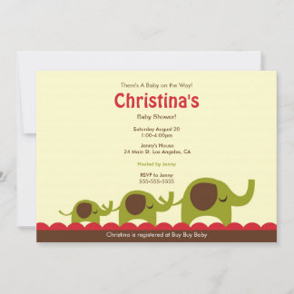 Retro Jungle Elephant Baby Shower Invitation