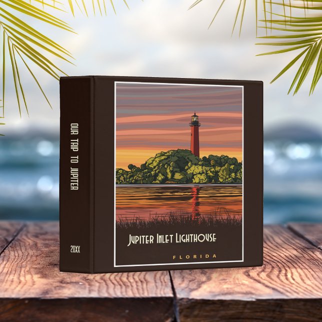 Retro Jupiter Lighthouse Travel Poster Scrapbook Binder (Creator Uploaded)