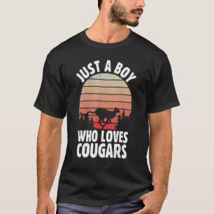 Retro Just A Boy Who Loves Cougars Cougar Vintage  T-Shirt