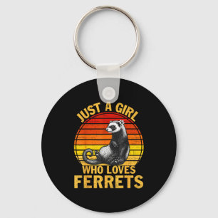 Retro Just A Girl Who Loves Ferrets Ferret Lover Keychain