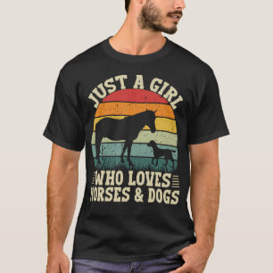 Retro Just A Girl Who Loves Horses And Dogs Women T-Shirt