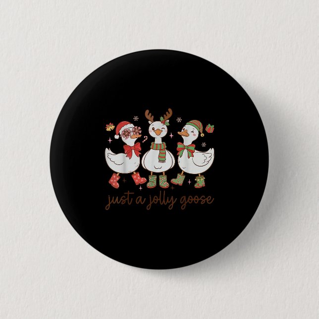 Retro Just A Jolly Goose Satan Christmas Holiday C 2 Inch Round Button (Front)