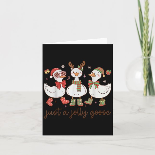 Retro Just A Jolly Goose Satan Christmas Holiday C Card (Front)