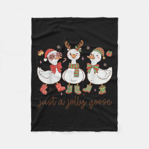 Retro Just A Jolly Goose Satan Christmas Holiday C Fleece Blanket