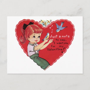 Retro Just a Note for my Valentine Holiday Postcard