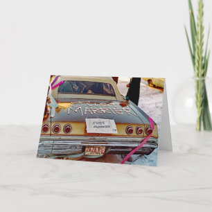 RETRO JUST MARRIED CAR 1968 FAB FUNNY JUST MERRIER CARD