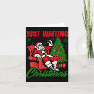 Retro Just Waiting For Christmas Santa Merry Xmas  Card