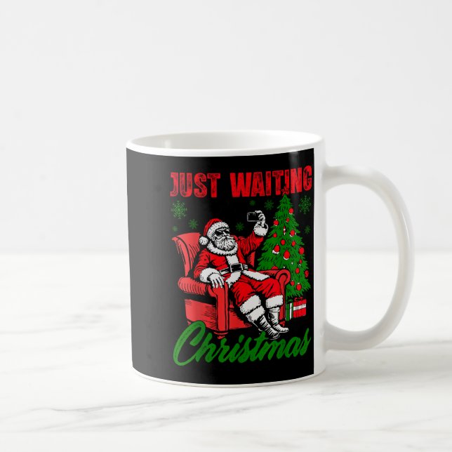 Retro Just Waiting For Christmas Santa Merry Xmas  Coffee Mug (Right)