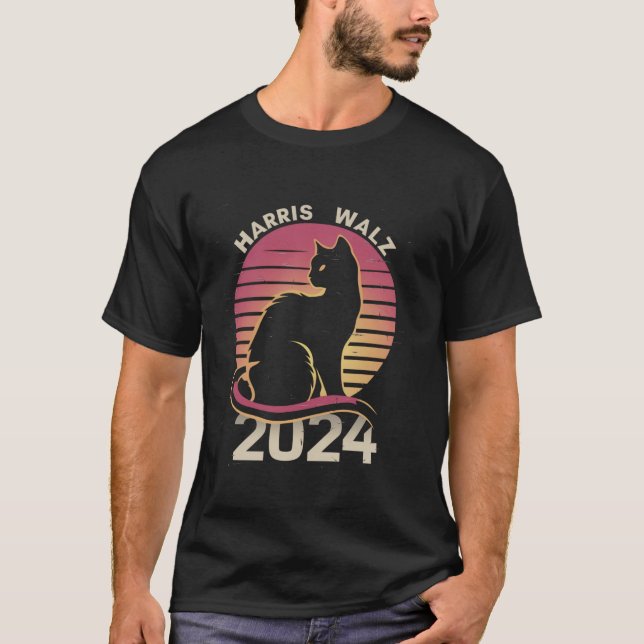 Retro Kamala Harris Cat T Shirt (Front)