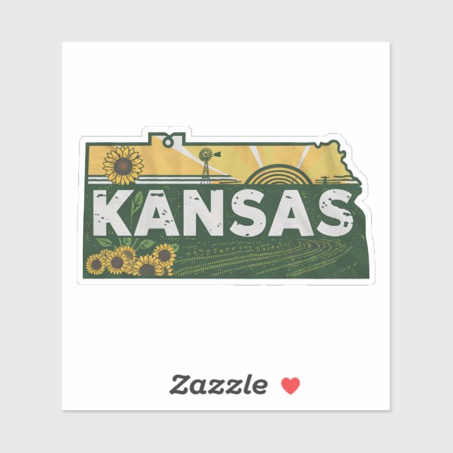 Retro Kansas State Sticker (Sheet)