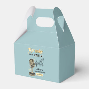 Retro Karaoke Night Party Teal & Cream Birthday Favor Box