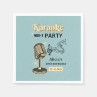 Retro Karaoke Night Party Teal & Cream Birthday