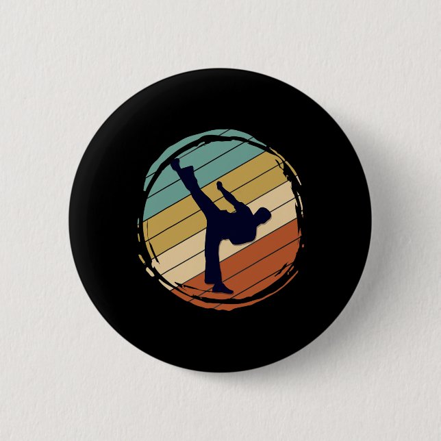 Retro Karate  2 Inch Round Button (Front)