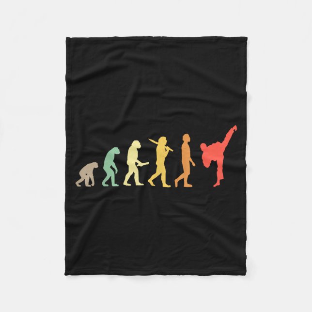Retro Karate Evolution Gift for Karateka Fleece Blanket (Front)