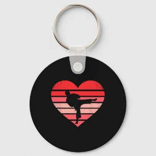 Retro Karate Judo Heart Valentine Martial Art Boys Keychain