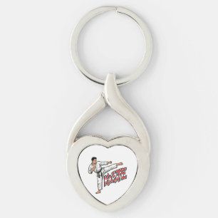 Retro Karate Martial Arts Fighter High Kick Keychain