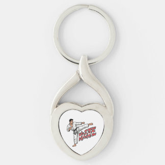 Retro Karate Martial Arts Fighter High Kick Keychain