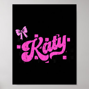 Retro Katy Checkered Coquette Bow Butterfly Poster