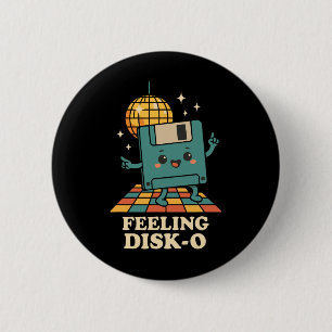 Retro Kawaii Floppy Disk Retro Tech Joke 80s 90s D 2 Inch Round Button