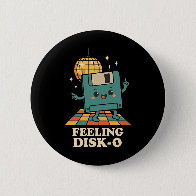 Retro Kawaii Floppy Disk Retro Tech Joke 80s 90s D 2 Inch Round Button (Front)