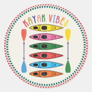 Retro Kayak Vibes Kayaking Classic Round Sticker