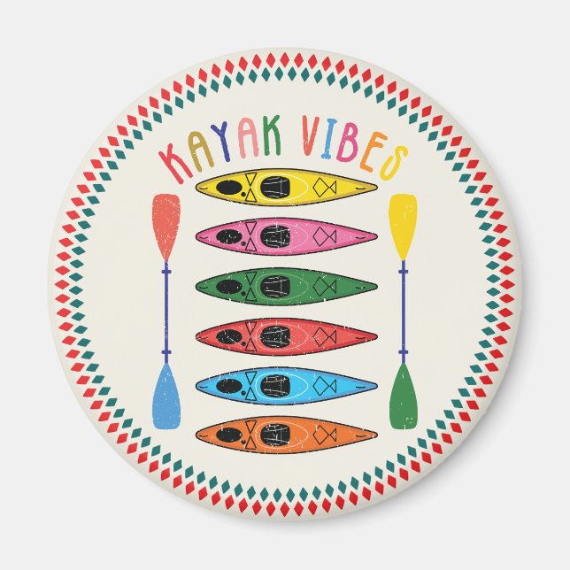 Retro Kayak Vibes Kayaking Magnet (Front)