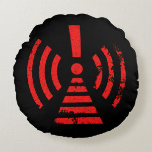 Retro Keep Back Energy Warning Symbol Round Pillow