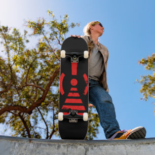 Retro Keep Back Energy Warning Symbol Skateboard