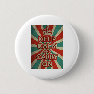 Retro Keep Calm And Carry On 2 Inch Round Button