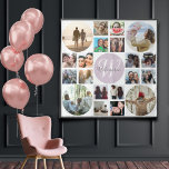 Retro Keepsake  Family Memories 20 Photo Collage   Tapestry<br><div class="desc">Transform this sleek and cutting-edge template into a masterpiece. With a 20-image layout,  it’s the perfect canvas to showcase your cherished family photos,  complete with a central spot for your unique family monogram.</div>