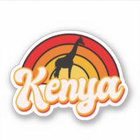 Retro Kenya Giraffe Silhouette Sunset
