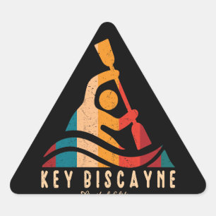 Retro Key Biscayne Kayaking Triangle Sticker