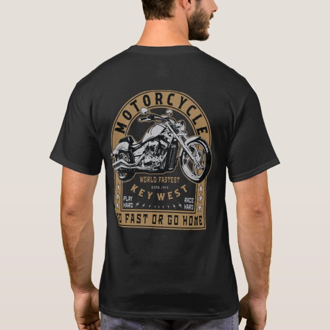 Retro Key West Motorcycle T-Shirt (Back)
