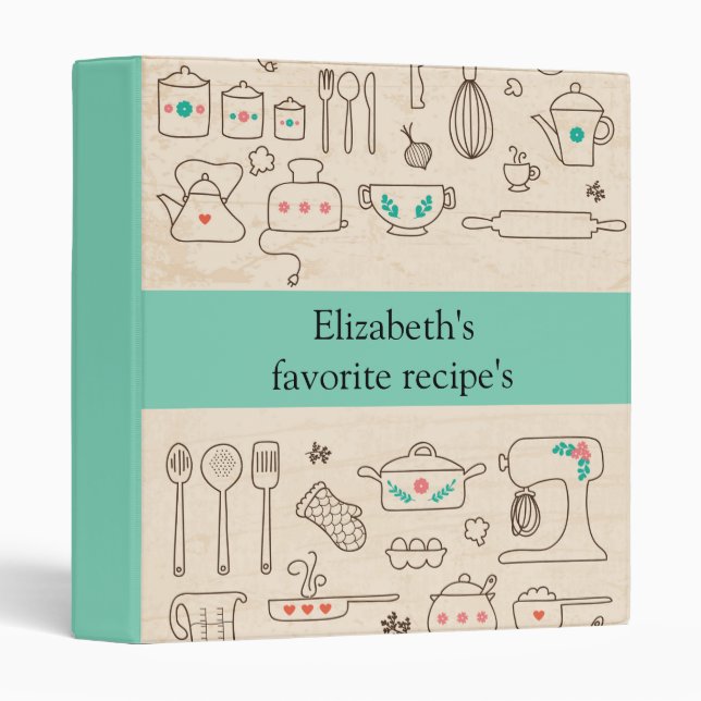 Retro Kichen, Favourite Recipes Binder (Front/Spine)