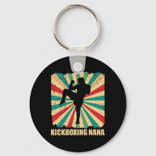 Retro Kickboxing Nana Grandma Of Kickboxer Martial Keychain