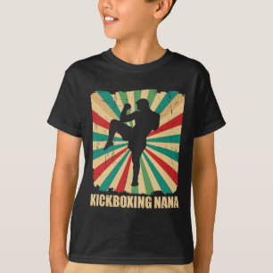 Retro Kickboxing Nana Grandma Of Kickboxer Martial T-Shirt