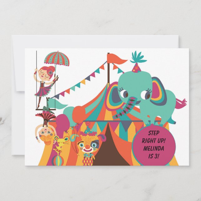Retro Kids Circus Birthday Invitation (Front)