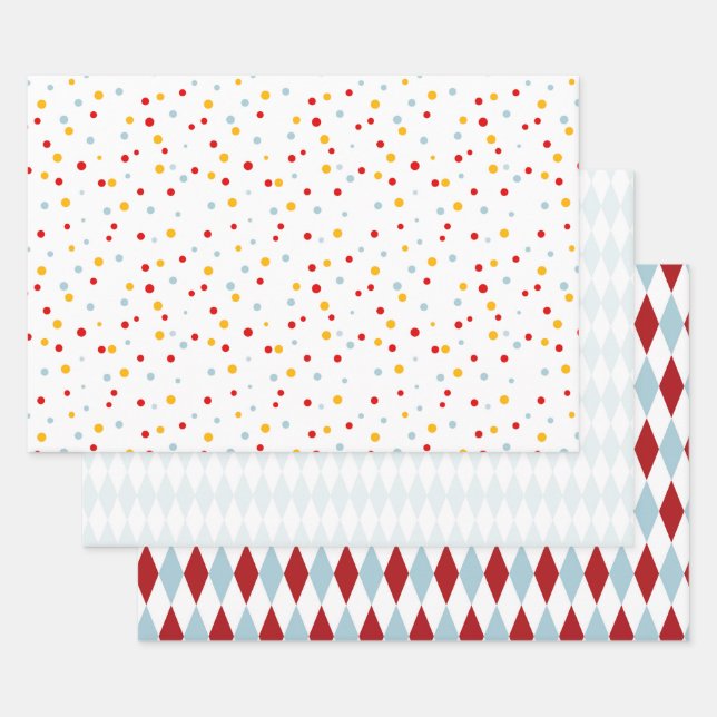 Retro Kids Circus Wrapping Paper Sheet (Set)