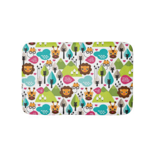 retro kids safari lion wildlife bath mat