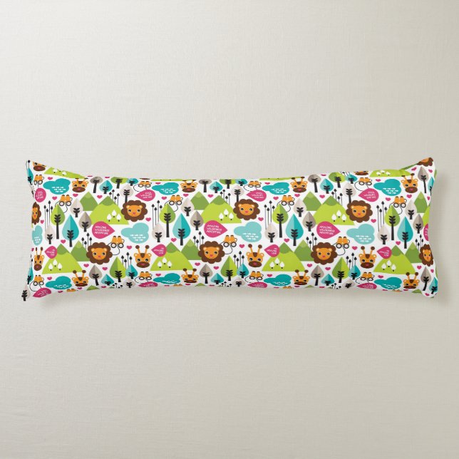 retro kids safari lion wildlife body pillow (Front)