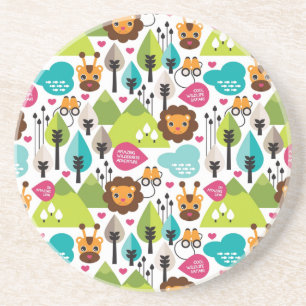 retro kids safari lion wildlife coaster