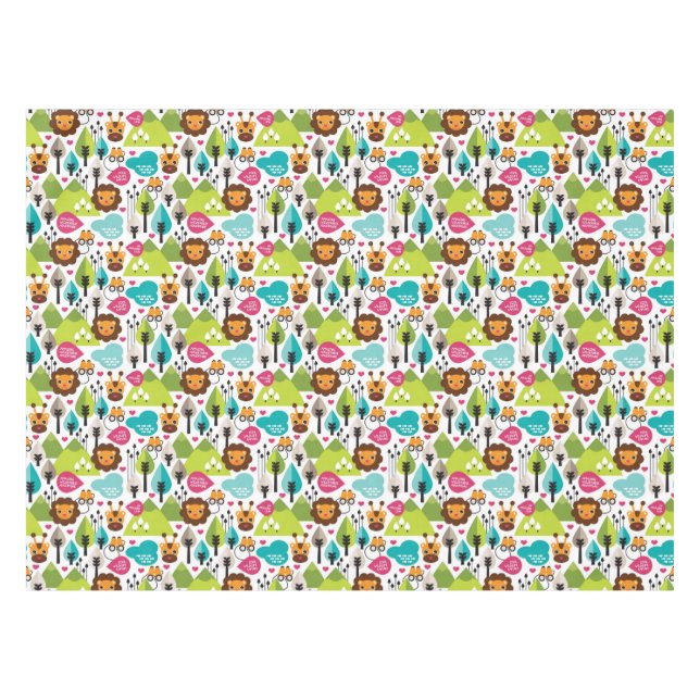 retro kids safari lion wildlife tablecloth (Front (Horizontal))