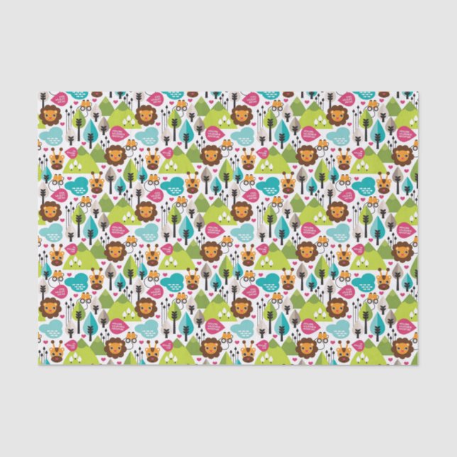 retro kids safari lion wildlife tissue paper (Front)